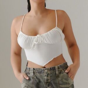 Urban Outfitters White Hanky Hem Crop Tank Top Size Medium